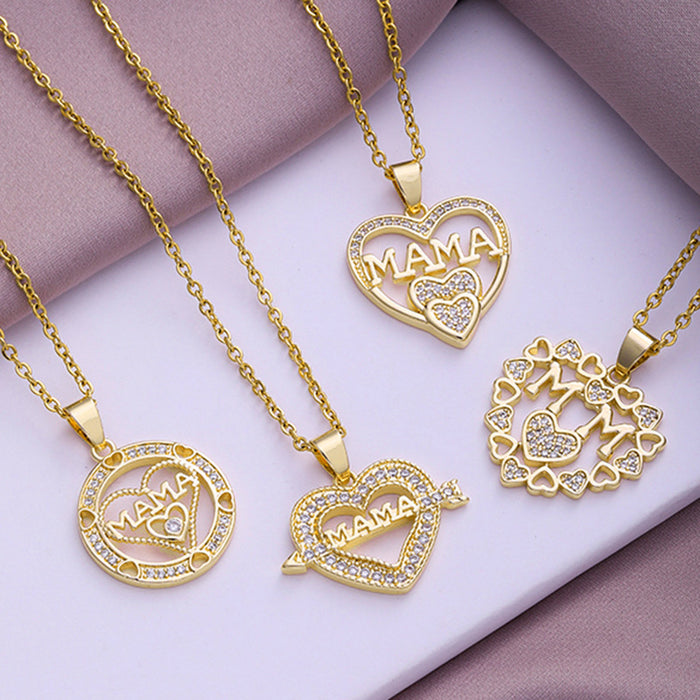 Wholesale Mother's Day Mother's Letter Electroplated Stainless Steel Necklace JDC-NE-Yuting001