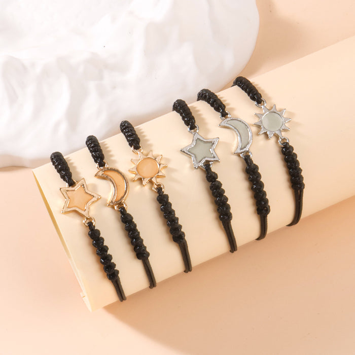 Wholesale Woven Hand Rope Sun Moon Bracelet Simple Star Couple Friendship Bracelet