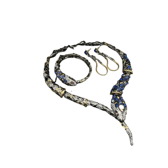 Wholesale Stereo Snake Full Diamond Copper Plated Gold Necklace Bracelet