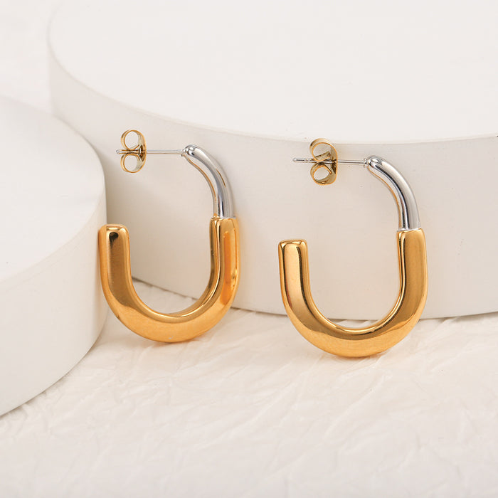 Wholesale Jewelry Gold Stainless Steel Earrings Personalized Two tone Earrings