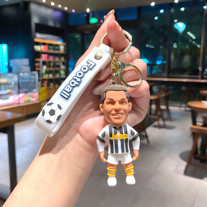 Wholesale Metal Soccer Star Cartoon Keychain Decorative Car Key Accessory MOQ≥2