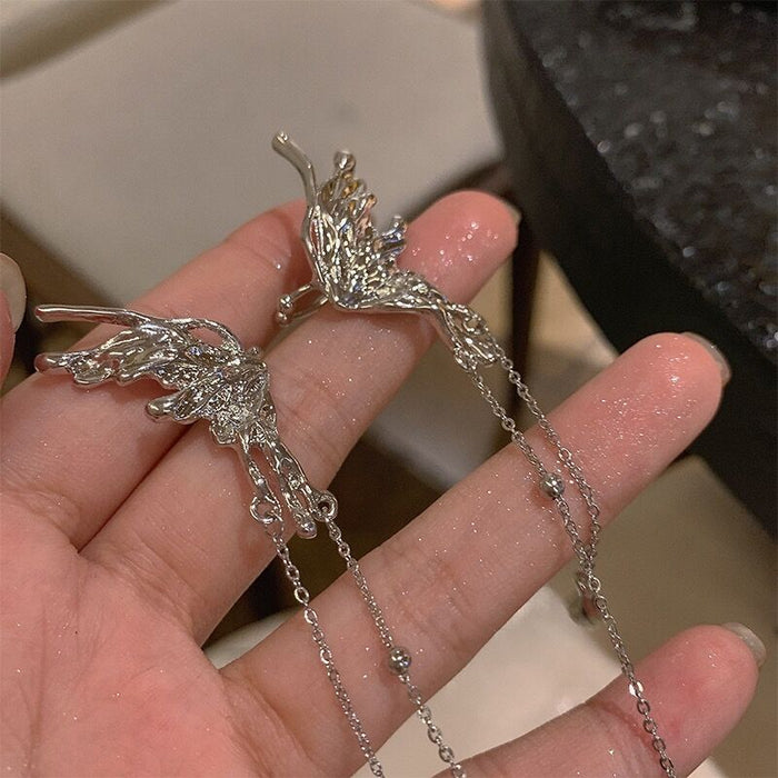 Wholesale Butterfly ear bone clip, niche high-end feeling, ear hook without ear hole, ear clip with tassel earrings and earrings