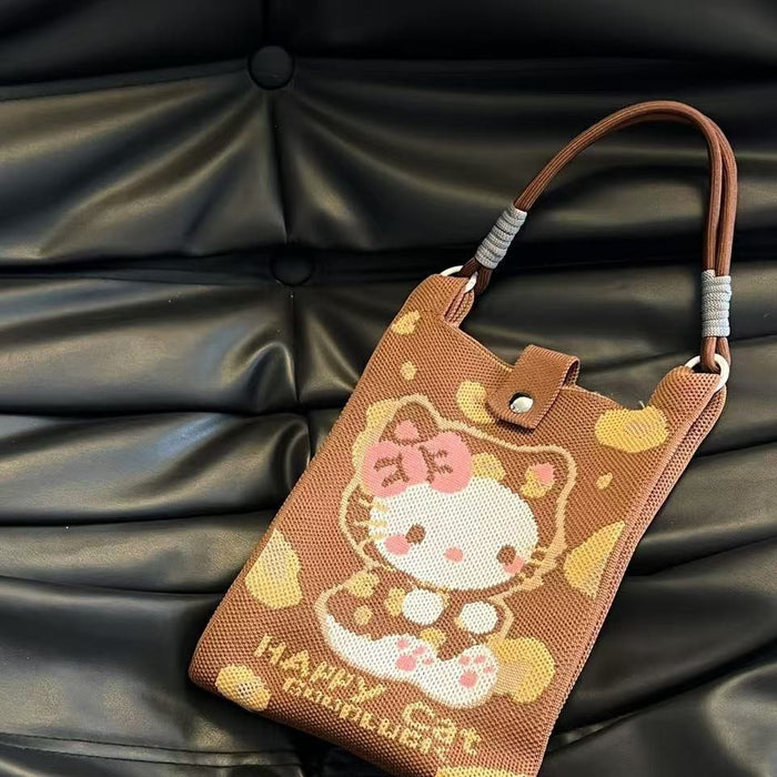 Wholesale Mobile phone bag cartoon knitted bag dopamine color matching handbag niche versatile shoulder crossbody bag