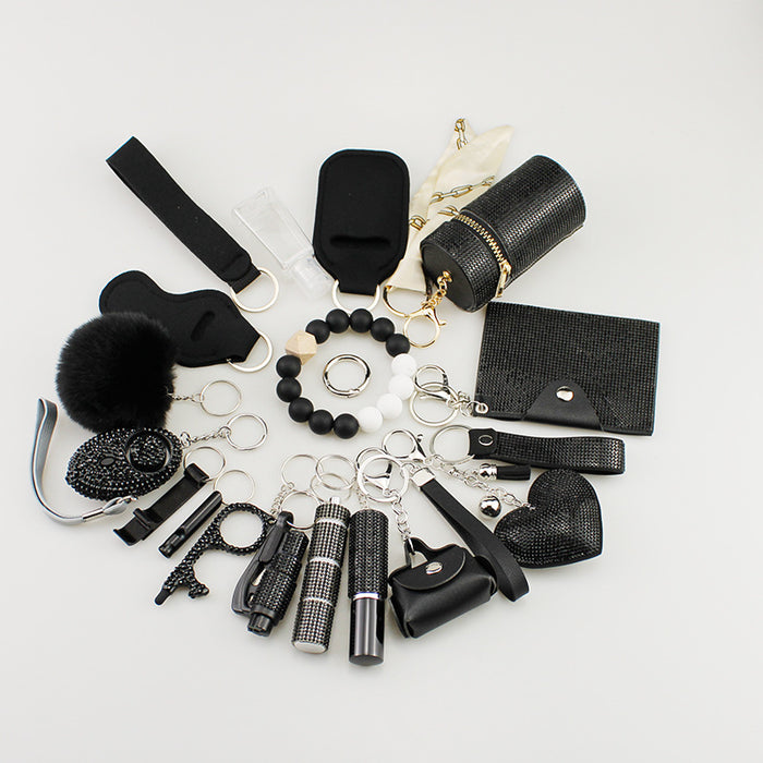 Wholesale Trendy 19 Piece Multifunctional Bag Charm Keychain Set White For Handbags Keyrings Jewelry Accessory Gift