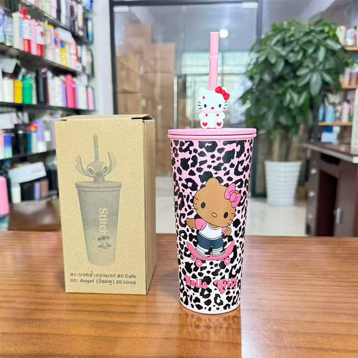 Wholesale Cartoon Large-Capacity Simple Thermos Cup Coffee Cup Portable Car Straw Cup