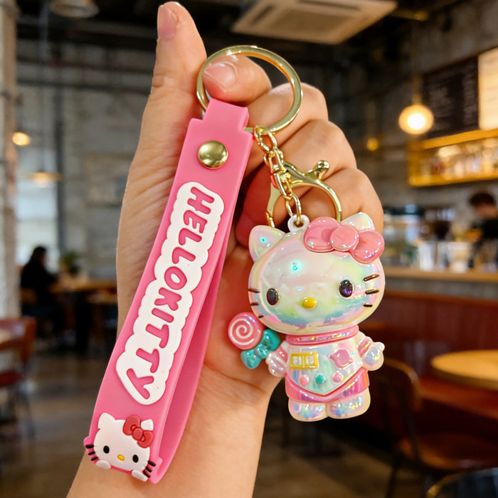 Wholesale Electroplated cartoon cat silicone keychains