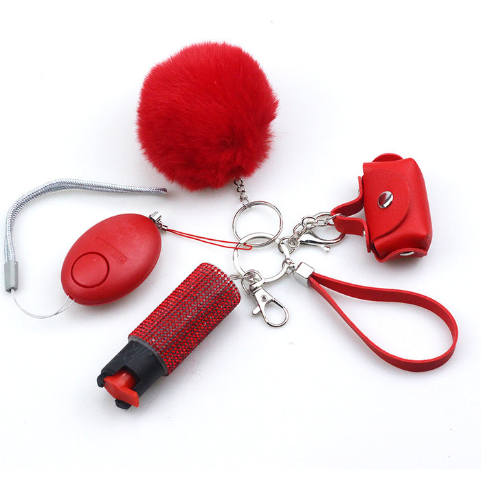 Wholesale Leather Ladies Bag Fur Ball Set of 4 Keychains JDC-KC-CanWu010