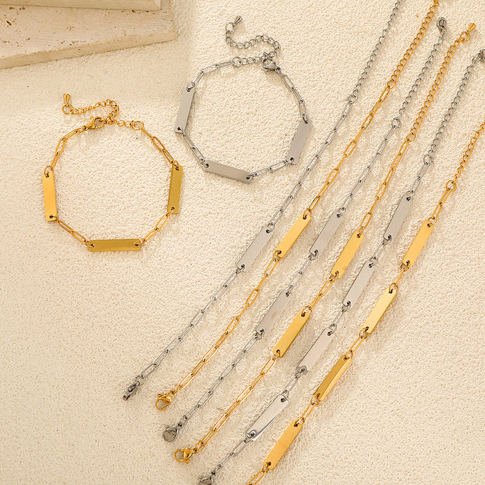 Wholesale European and American light luxury stacked stainless steel bracelet, simple smooth surface bracelet, fashionable and versatile design bracelet