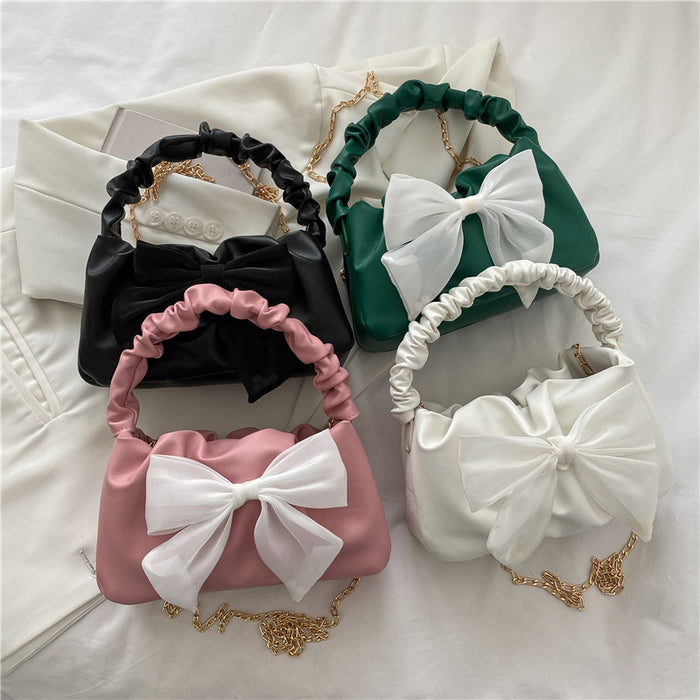 Wholesale Bow decoration small bag fashionable hand-held shoulder bag simple temperament crossbody