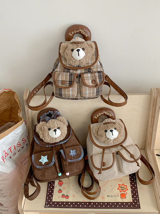 Wholesale Cute bear flap backpack with large capacity
