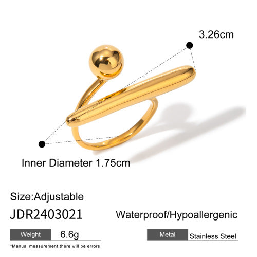 Wholesale Non Fading 18k Gold Stainless Steel Open Ring High-end Feel Ring Titanium Steel Bracelet JDC-RS-JD009