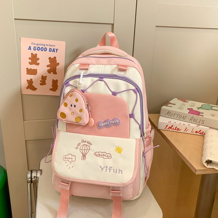 Wholesale Contrast color schoolbags, cute, lightweight, large-capacity, versatile backpacks for middle school and high school students