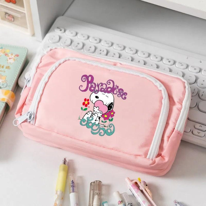 Wholesale Polyester Cartoon Dog Print Pencil Case Cute Student Stationery Pouch For School Girls Storage Bag