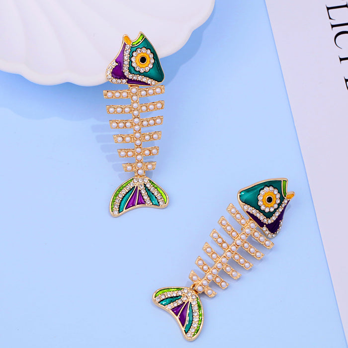 Wholesale Fashionable and atmospheric color diamond exaggerated alloy diamond studded earrings and earrings