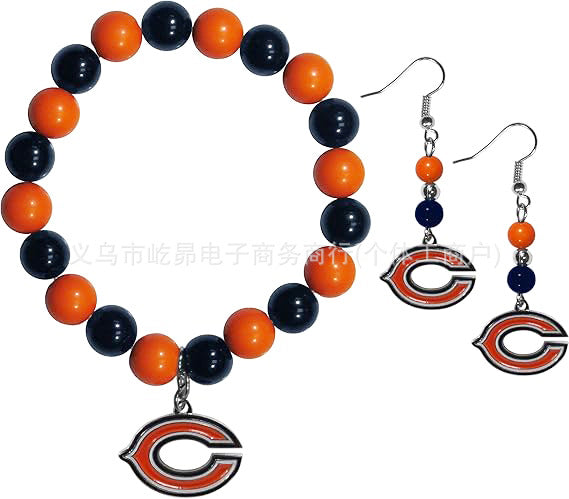 Wholesale Football Colored Candy Acrylic Bead Bracelet Earring Set
