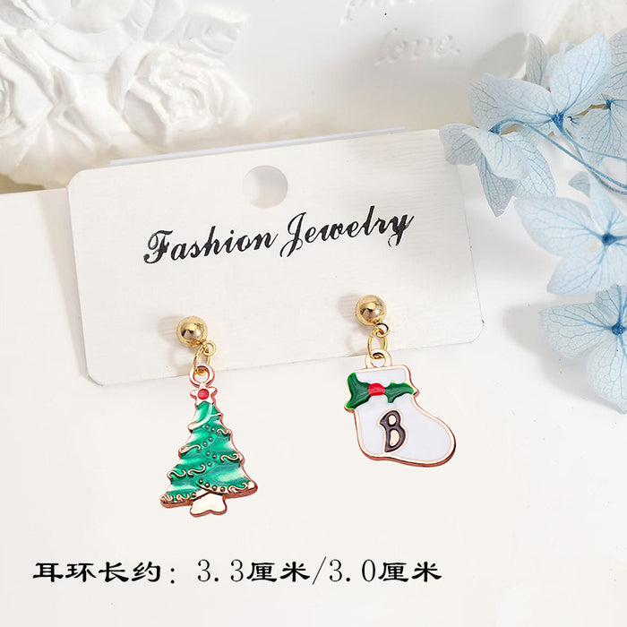 Wholesale S925 Silver Post Christmas Earrings Santa Deer Snowflake Studs for Women Party Gift Fashion Accessory