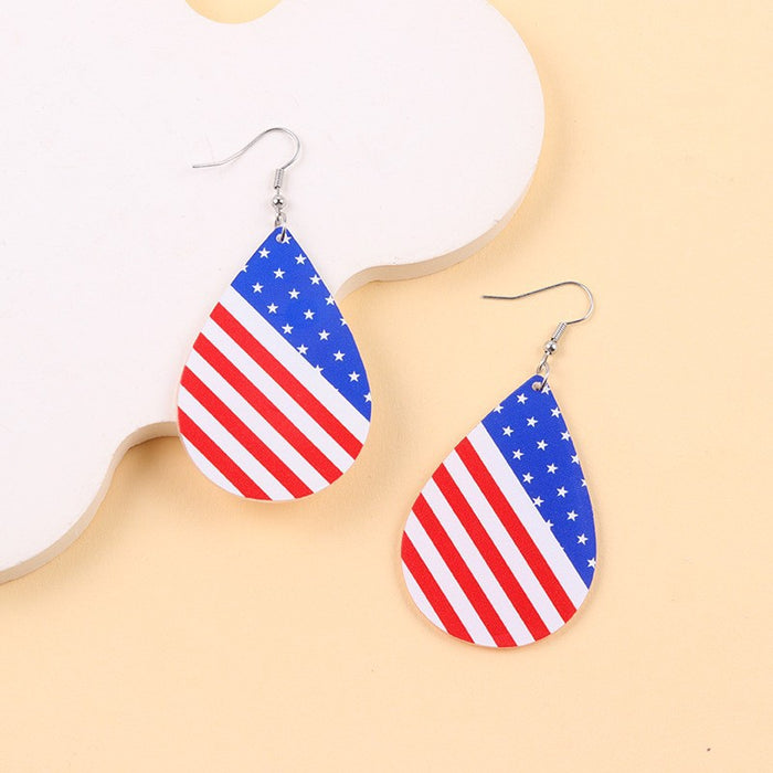Wholesale Patriotic Red White Blue Star Stripe Acrylic Earrings Gift Jewelry Accessory MOQ≥2