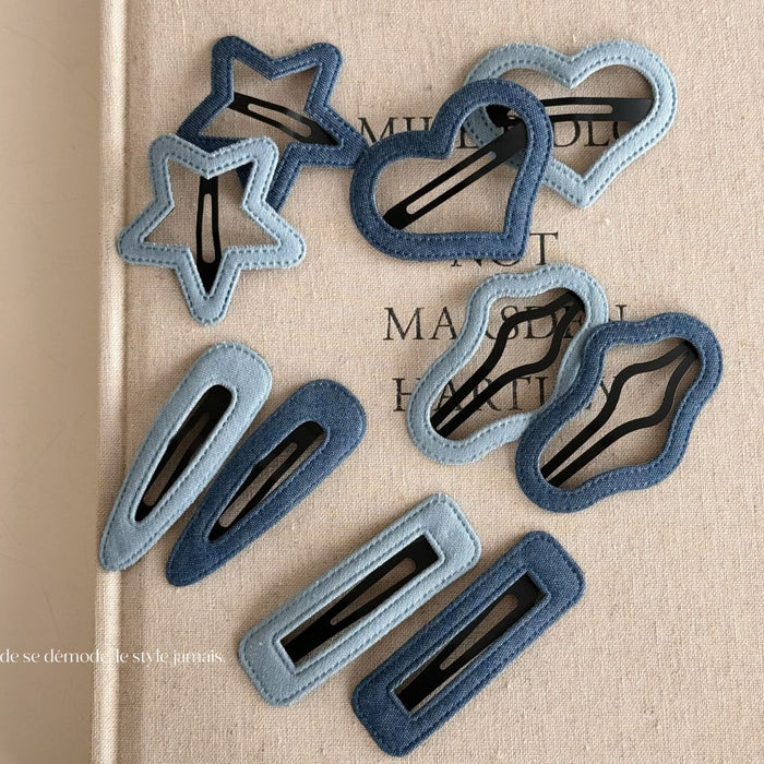 Wholesale Denim blue fabric bb clip cute dopamine baby hair clip broken hair side clip bangs hair accessories new