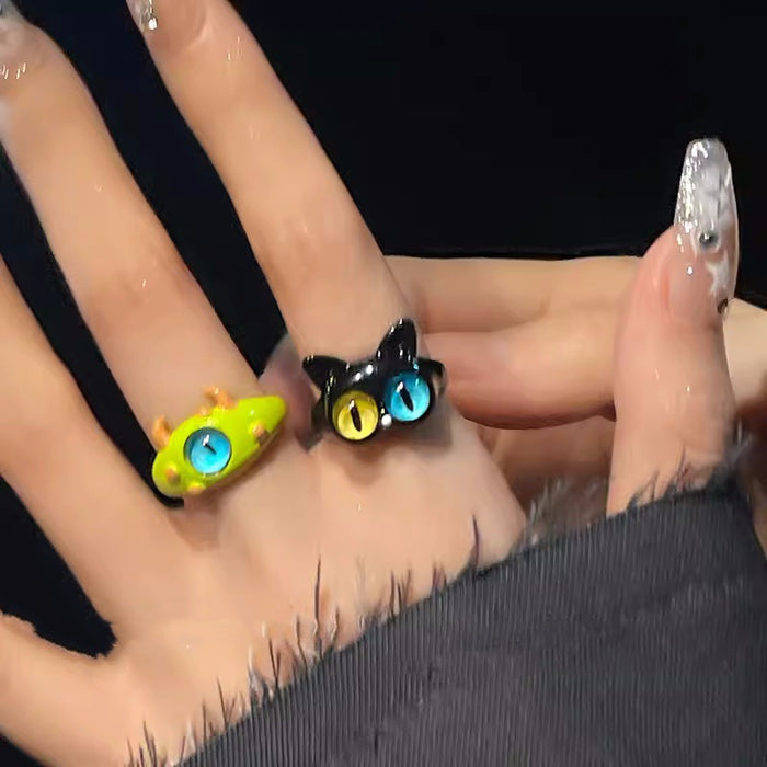 Wholesale Cute and playful one eyed monster ring with a unique and niche design, featuring a unique opening ring