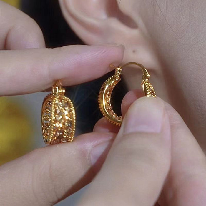 Wholesale Autumn temperament versatile full diamond circle earrings, high-end earrings