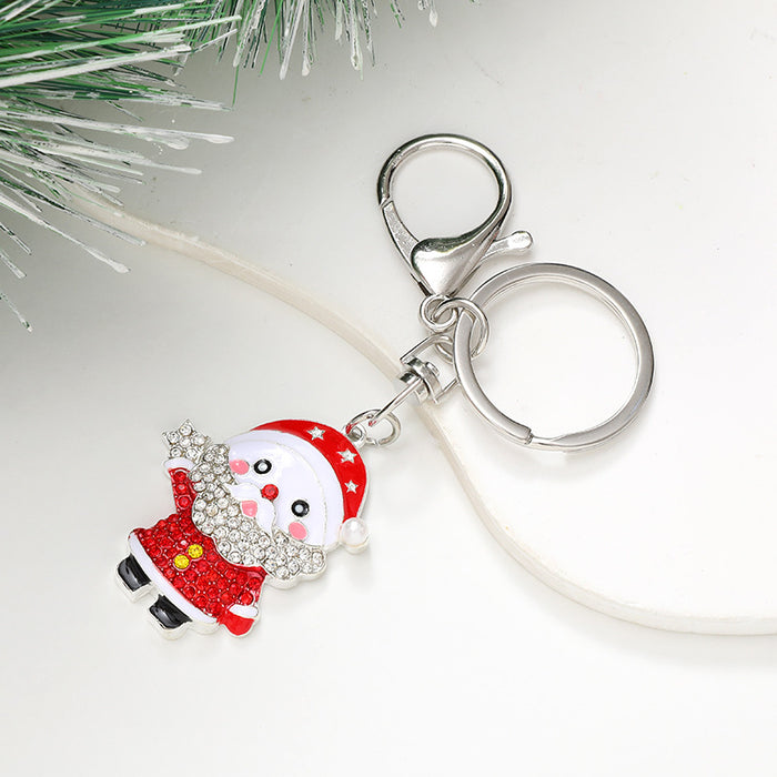Wholesale Electroplated Metal Christmas Keychain – Gold  Pendant Gift Bag Charm
