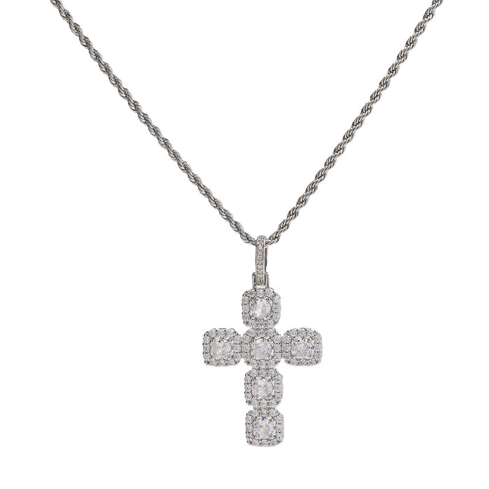 Wholesale 2PCS Brass Zircon Cross Pendant Necklace JDC-NE-BaiYi013