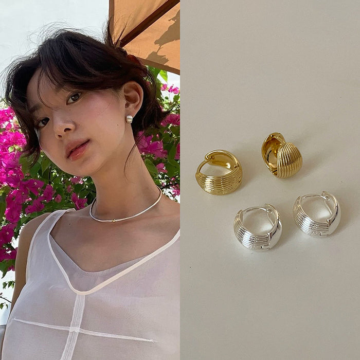 Wholesale Shell patterned plain ring ear buckle, simple, personalized, fashionable, versatile earrings and earrings