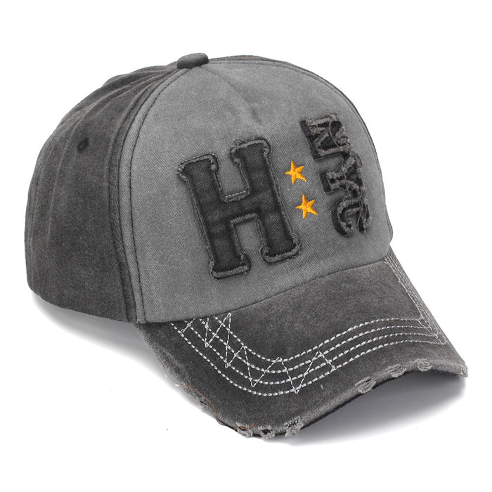 Wholesale Trendy Distressed Baseball Cap with Letter Patch Summer Sun Hat for Resale
