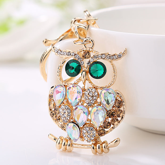Wholesale Creative jewelry bag pendant alloy diamond shiny acrylic cute owl