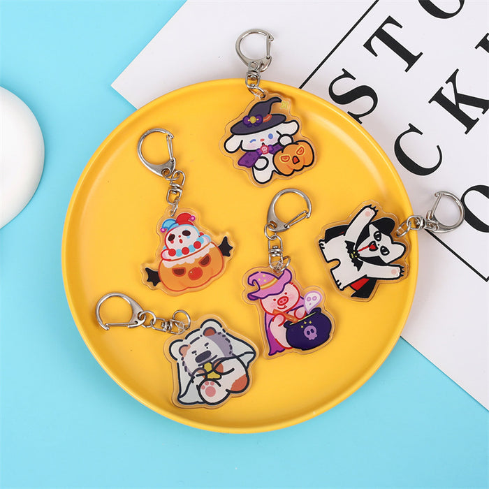 Wholesale Acrylic  Pumpkin Ghost Keychain Cute Double-sided Pendant Fashion Accessory for Gift