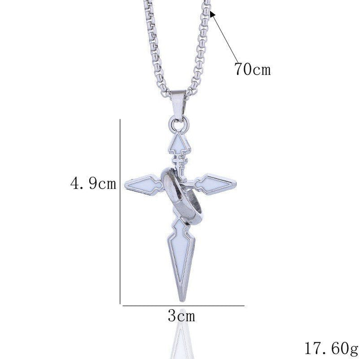 Wholesale Versatile cross pendant necklace with loop, fashionable and trendy long sweater chain pendant, titanium steel accessory