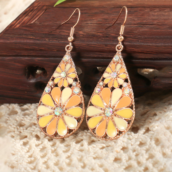 Wholesale Zinc Alloy Bohemian Drop Earrings with Rhinestone for Party Wear Boutique Resale MOQ≥2