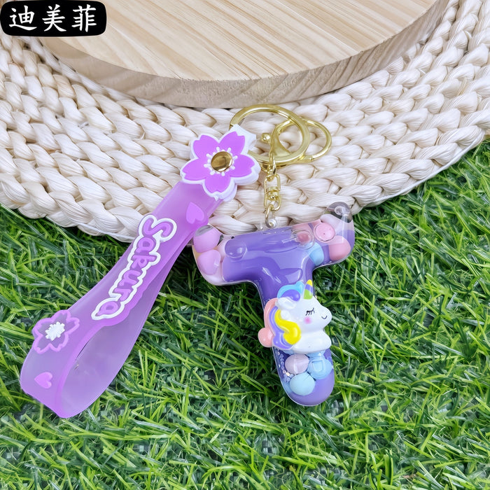 Wholesale Candy colored letter keychain, colorful beads, exquisite beans, cute student backpack pendant, gift