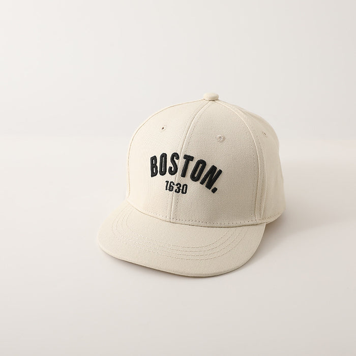 Wholesale Trendy Kids Embroidered Letter Flat Brim Baseball Cap Unisex Green Boston Sunscreen Casual Resale Accessory