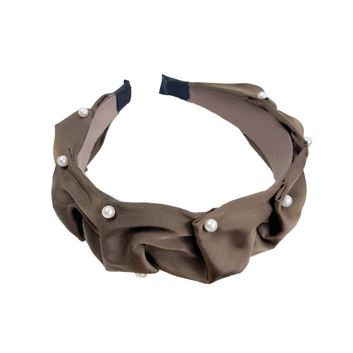 Wholesale Pleated Pearl Wide Edge Fabric Headband JDC-HD-Chaox013