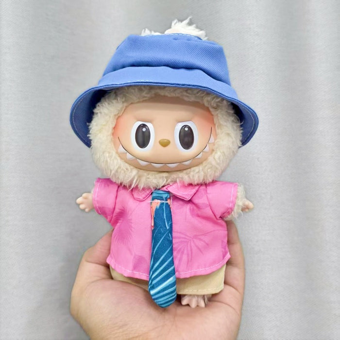 Wholesale Sitting Party Doll Clothes Cola  Vinyl Clothes Fisherman Hat Overalls Set
