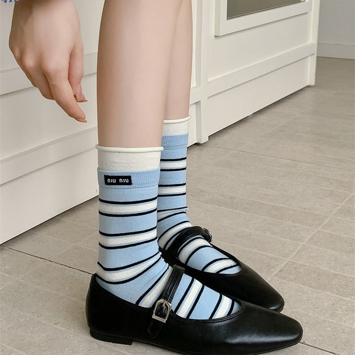 Wholesale Socks casual pile socks thin letter tube striped socks