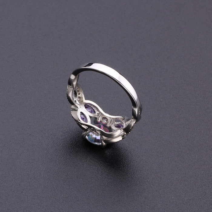 Wholesale Rainbow Waterdrop Oval Zircon Ring