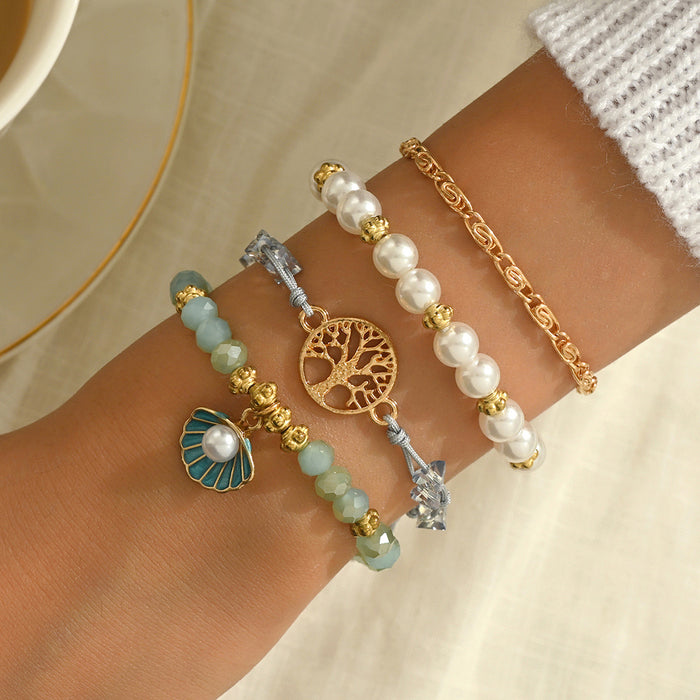 Wholesale Beaded Bracelet Set 5-Piece Heart Design Stackable Bracelets