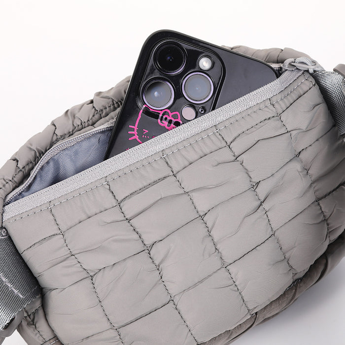 Wholesale Quilted Grid Crossbody Bag Nylon Sport Waist Pack for Outdoor Running Cycling Gift MOQ≥2