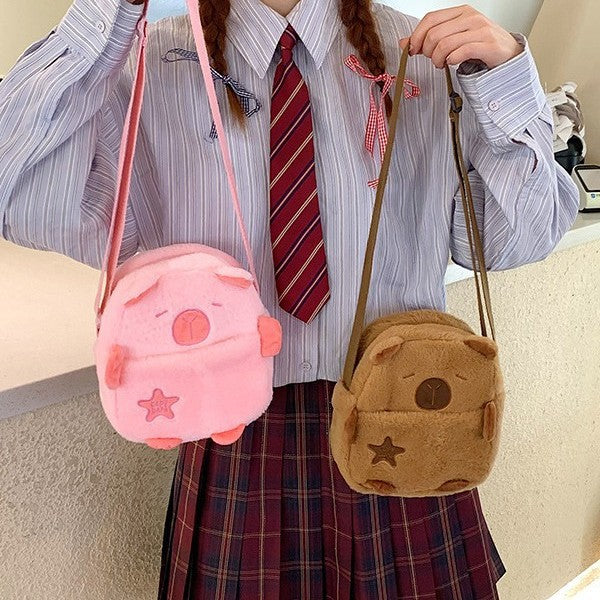 Wholesale Kapibala Children's Plush Bag Female Cute Capybara Shoulder Bag Cartoon Animal Doll  Portable Crossbody Bag