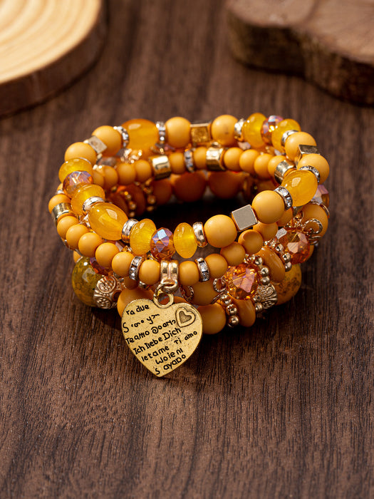 Wholesale  Bohemian Style Multi-layer Wooden Beads Beaded Bracelet