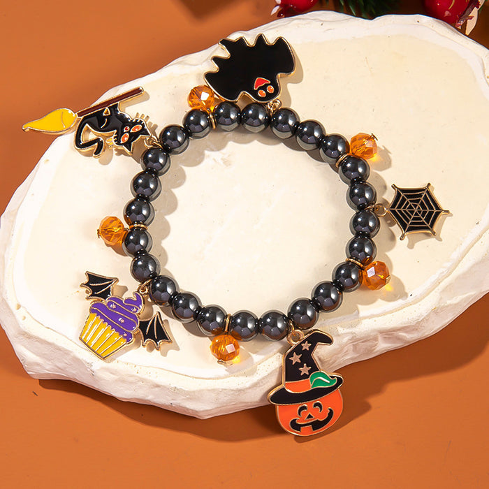 Wholesale  Element Bracelet Pumpkin Skull Ghost Cat Bat Painting Oil Color Bracelet