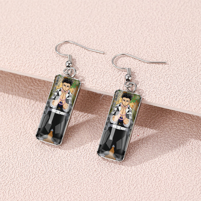 Wholesale Earrings Secondary Cartoon Earrings Animation Peripheral Time Gem Rectangular Earrings