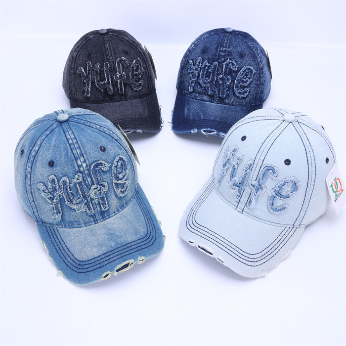 Wholesale Big Head Cowboy Baseball Hat Retro Broken Hole Sunshade Hat Duck Tongue Hat