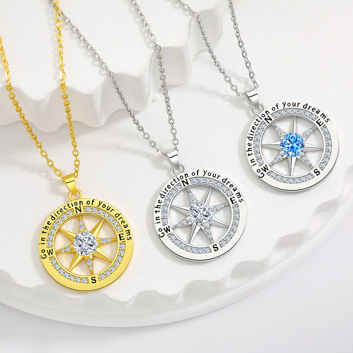 Wholesale Compass English pendant, niche octagonal star compass necklace