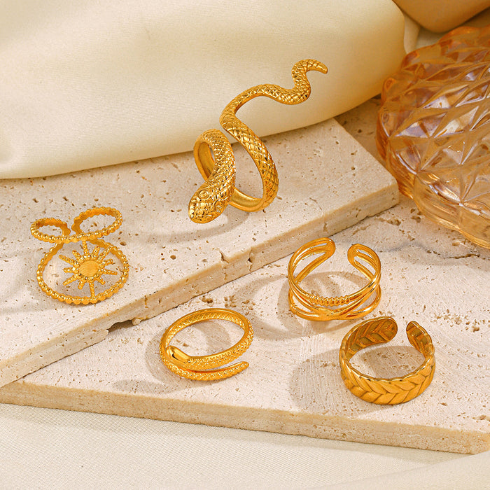 Wholesale Stainless steel Gold Plated Rings snake ring Adjustable rings female