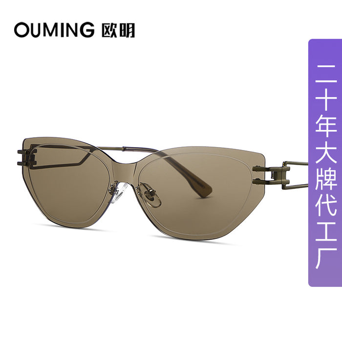 Wholesale Retro borderless cut edge one-piece sunglasses, versatile sunglasses