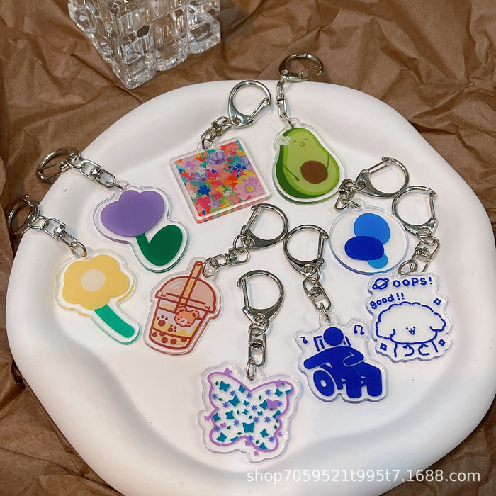 Wholesale Cute Keychain Double-sided Transparent Acrylic Girl Student Bag Accessories Children' s School Bag Couple' s Best Friend Pendant