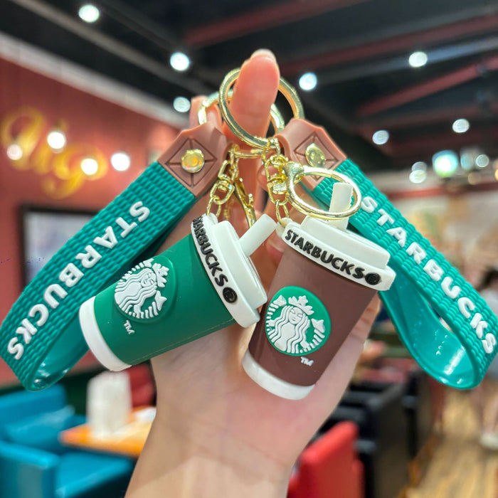 Wholesale Cup keychain cartoon exquisite car keychain milk tea cup student bag pendant